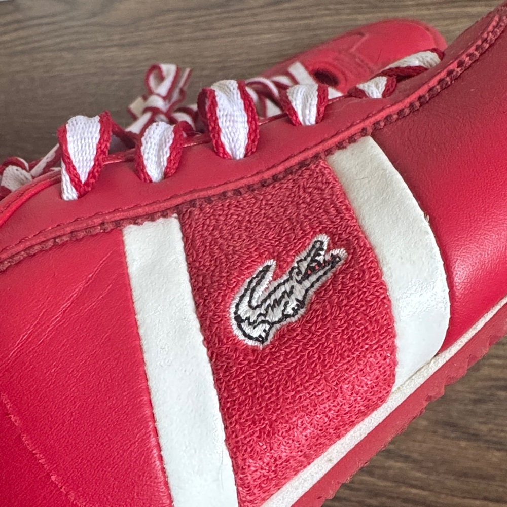 Lacoste Red Sneakers with White Stripes and Laces - Picture 5 of 7